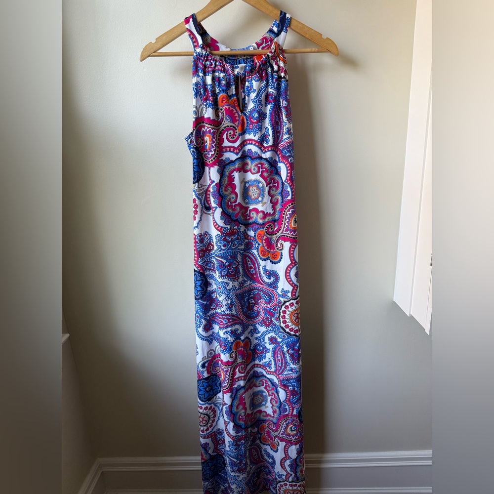 JUDE CONNALLY Anya Halter Maxi‎ Dress Paisley Resort Travel Summer Comfy USA S